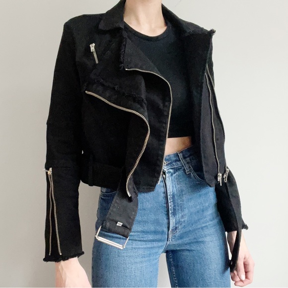Helmut Lang Moto Style Black Denim Jacket - Picture 4 of 6